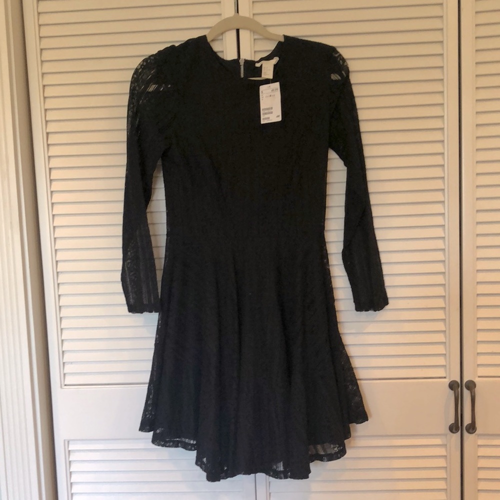 H&M black lacy dress size 8